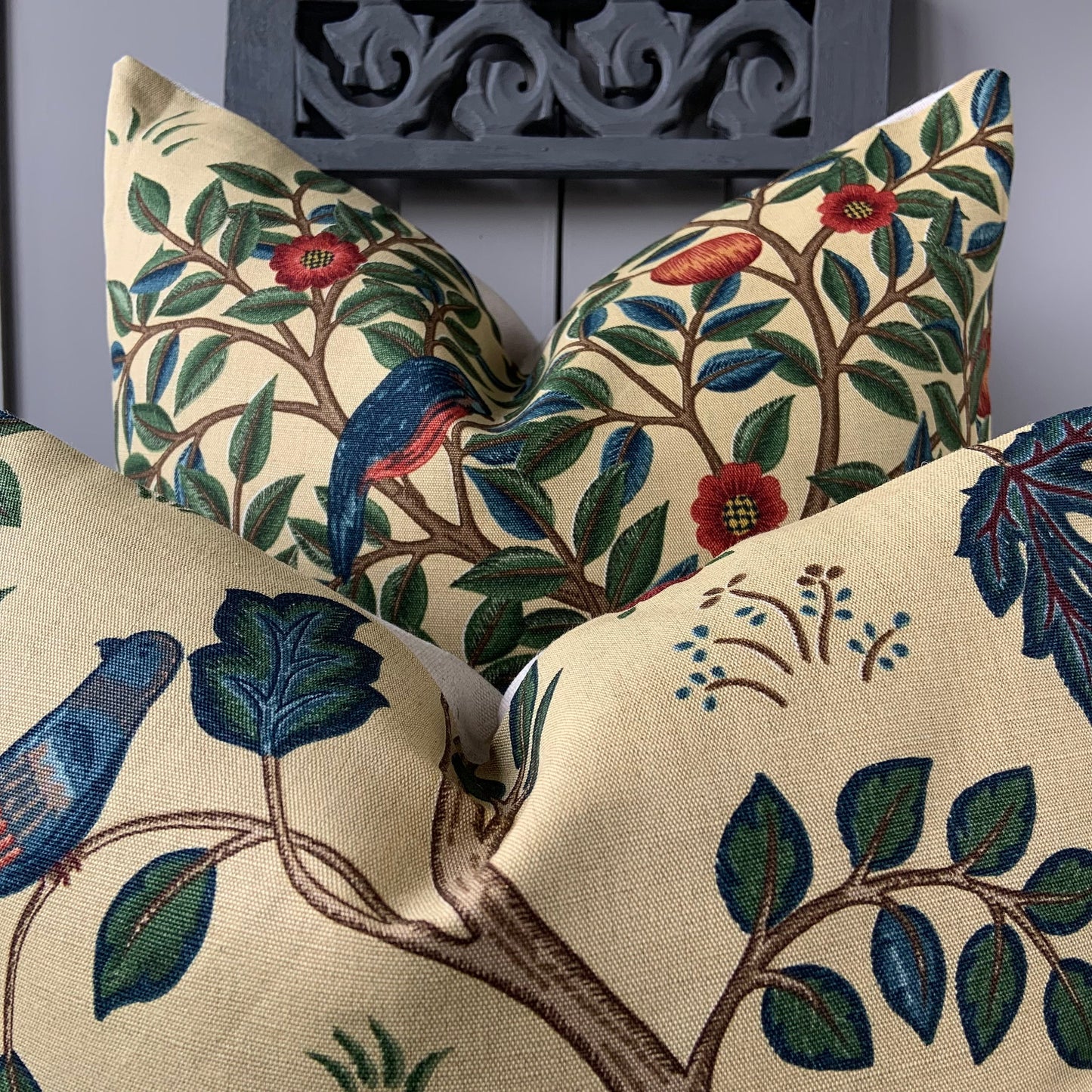 William Morris Fabric Cushion Cover Designer Kelmscott Tree Linen Red Pillow