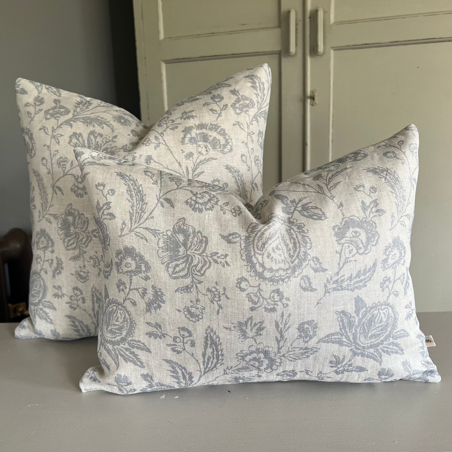 Cabbages and Roses Provence Toile Blue Designer Fabric Cushion Pillow Cover