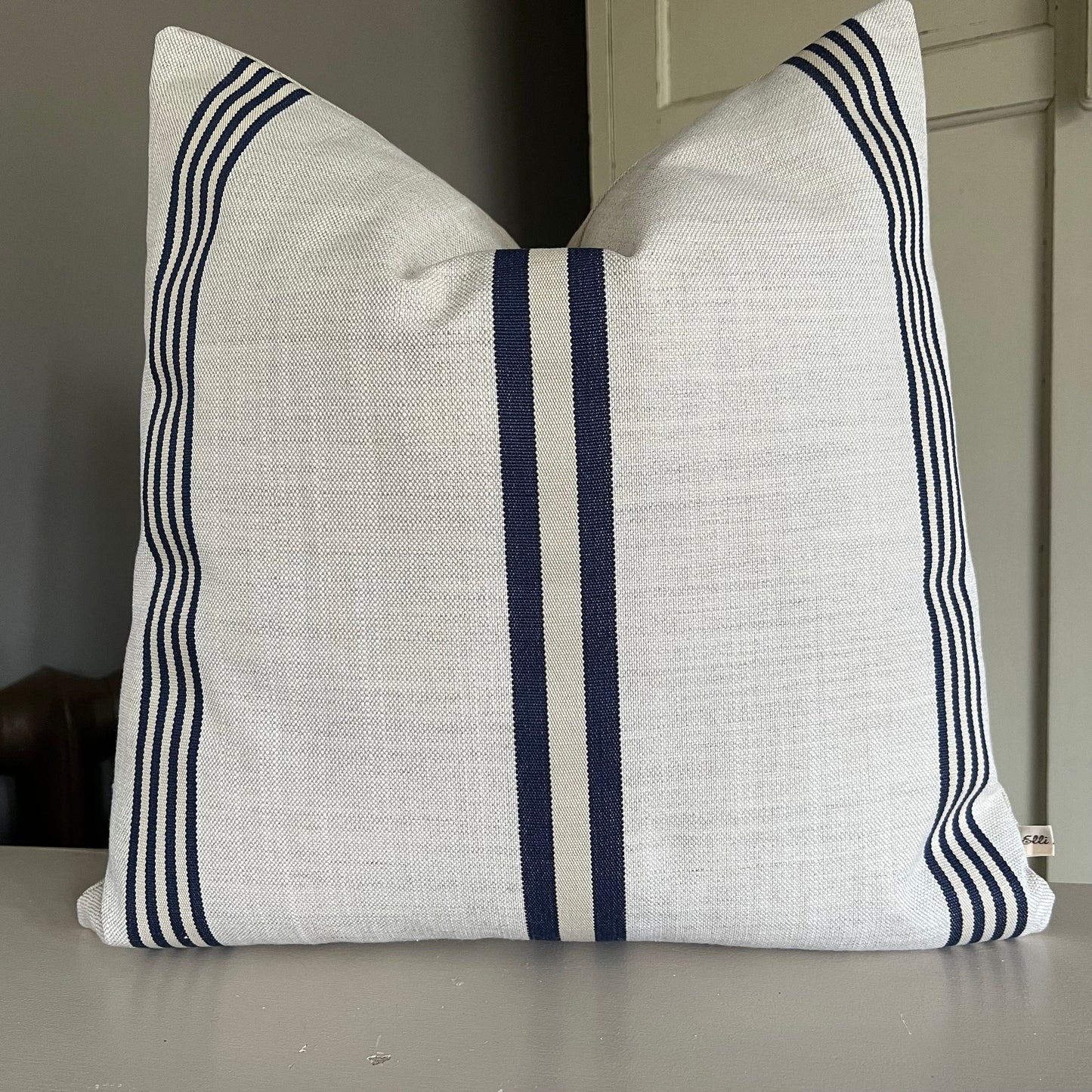 Dedar Linear Luxury Designer Blue Nautical Stripe Linen Fabric Cushion Pillow Cover