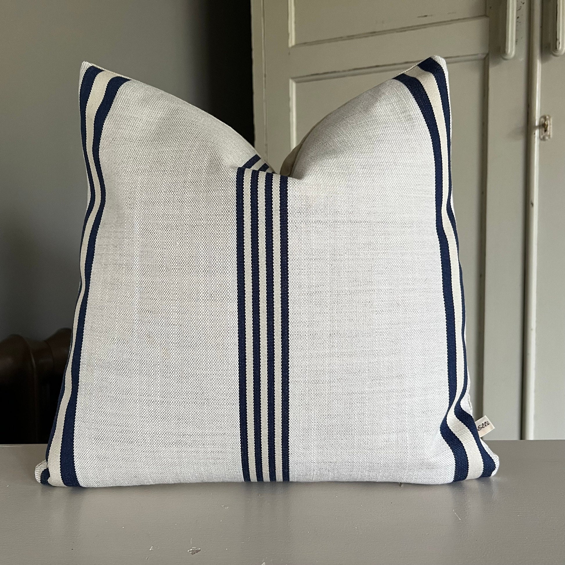 Dedar Linear Luxury Designer Blue Nautical Stripe Linen Fabric Cushion Pillow Cover