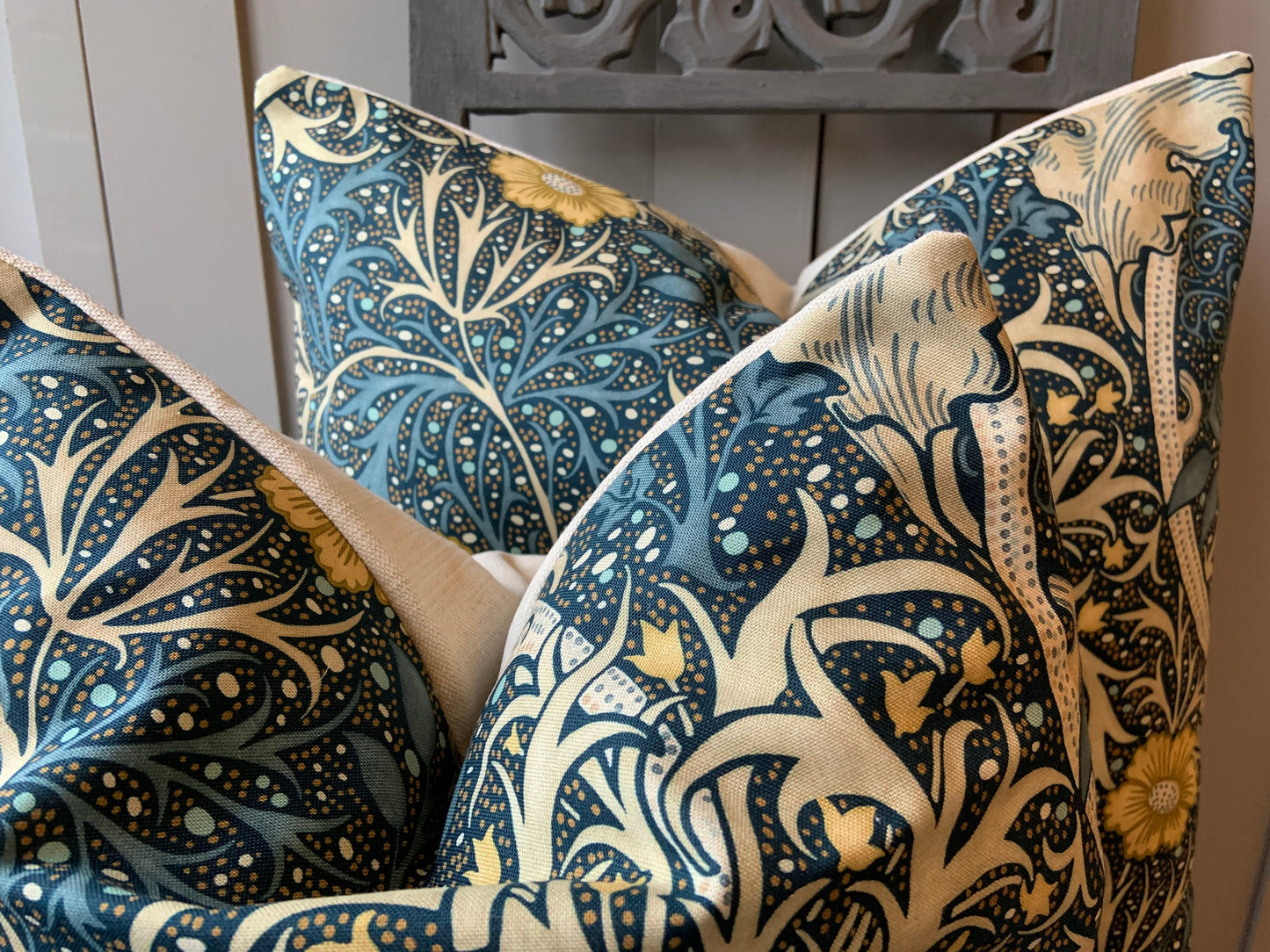 William Morris Seaweed Fabric Designer Cushion Pillow Cover Blue Green