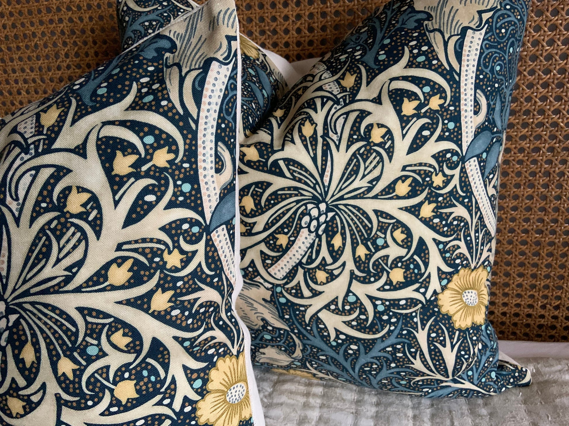 William Morris Seaweed Fabric Designer Cushion Pillow Cover Blue Green