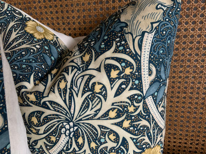 William Morris Seaweed Fabric Designer Cushion Pillow Cover Blue Green