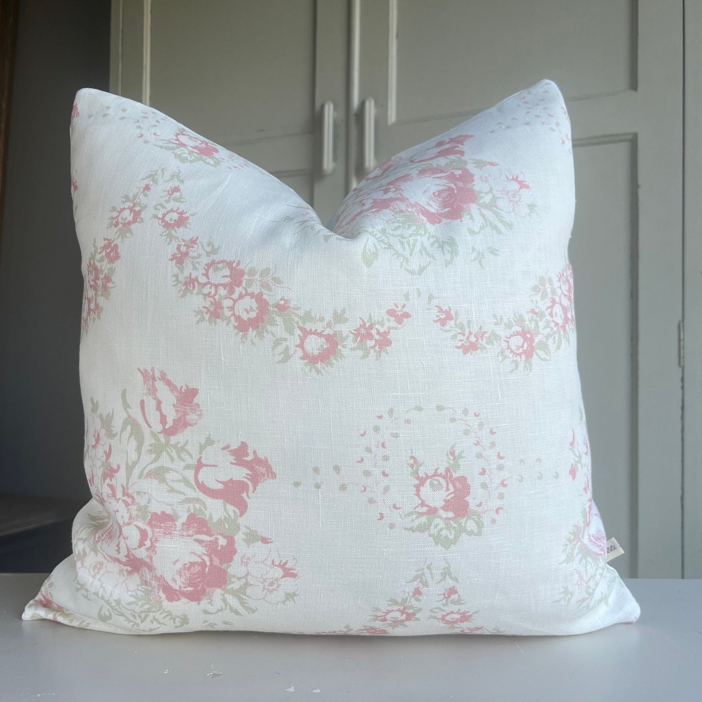 Cabbages and Roses Luxury Vintage Bees Pink White Designer Cushion Pillow Cover