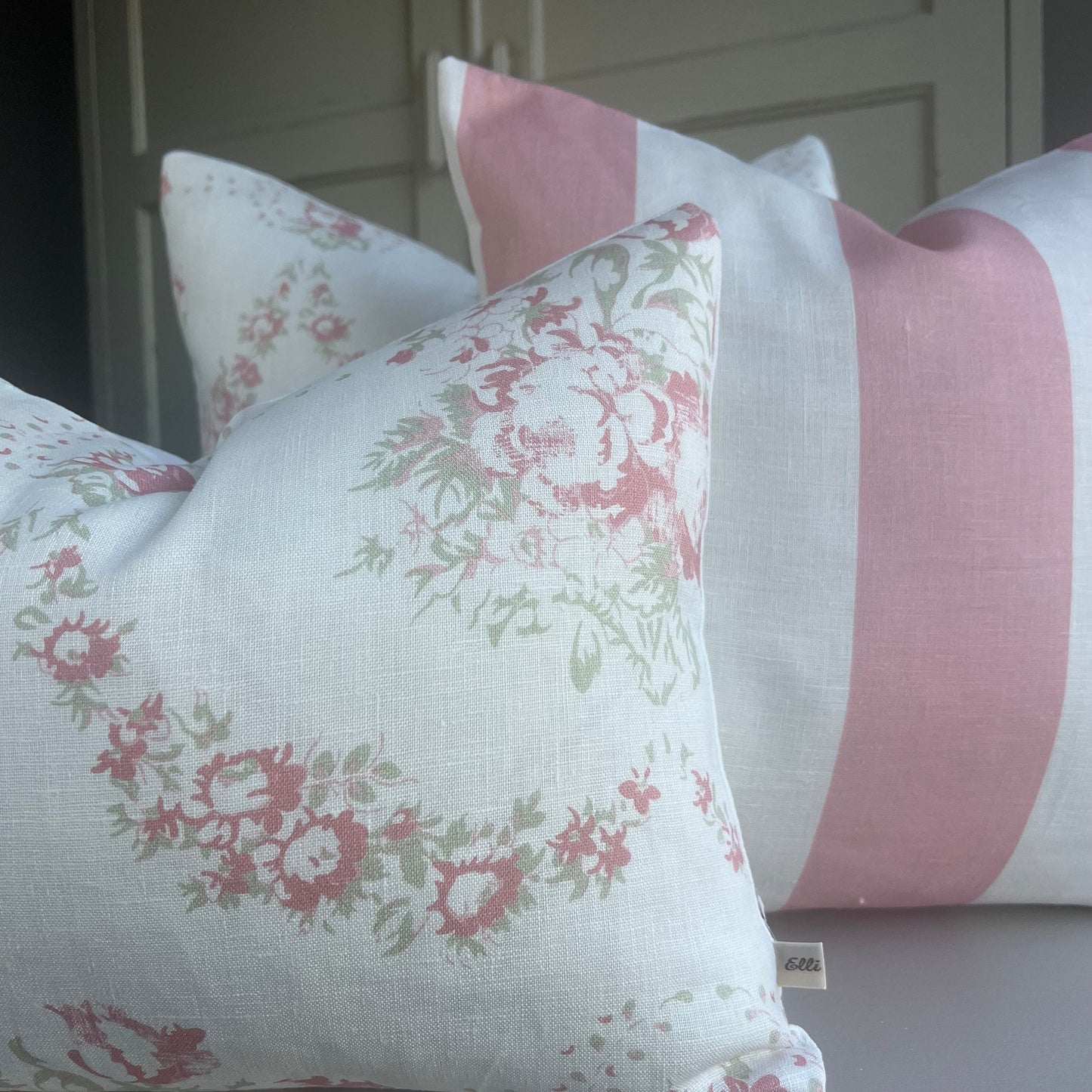 Cabbages and Roses Luxury Vintage Bees Pink White Designer Cushion Pillow Cover