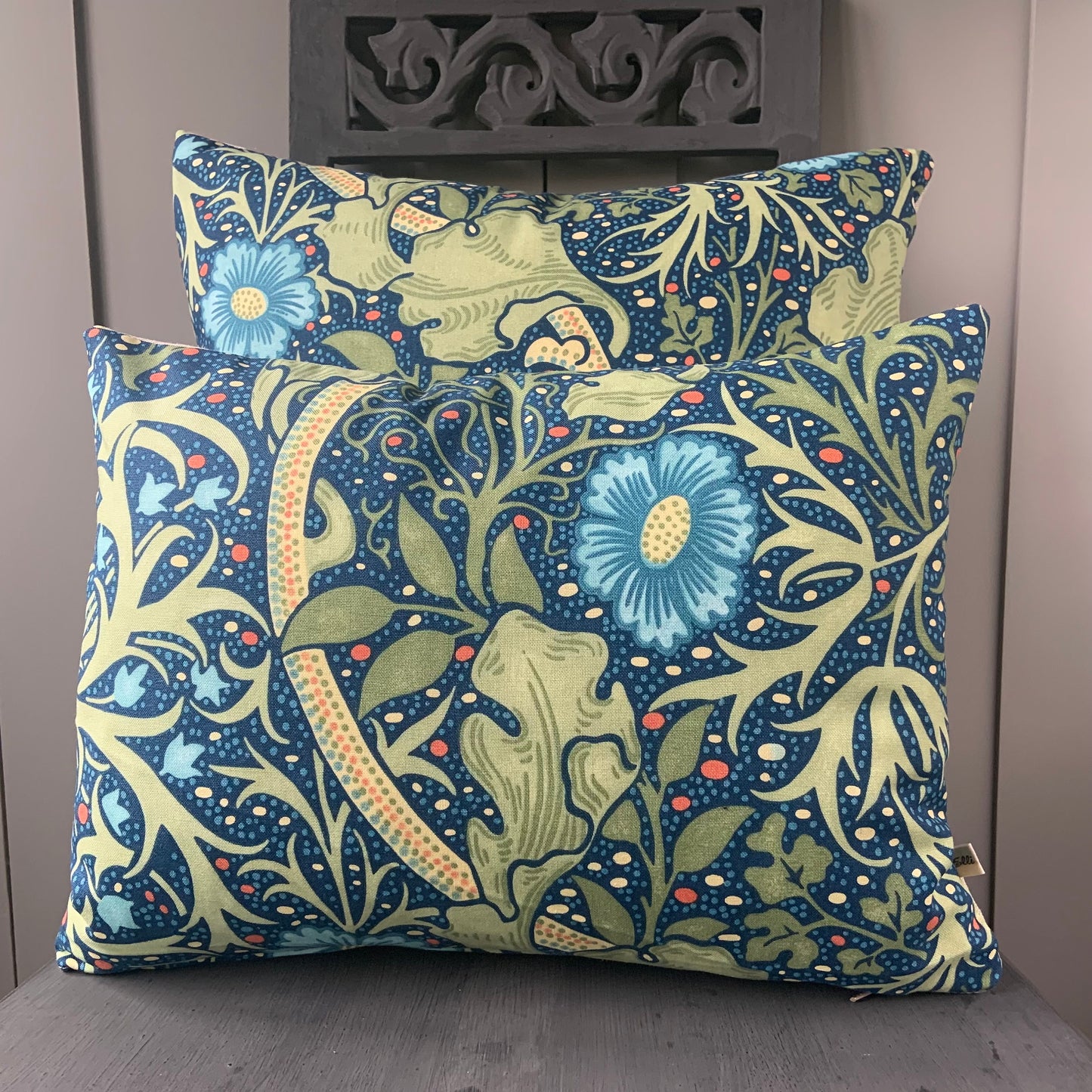 William Morris Luxury Designer Seaweed Colbalt Blue Vintage Cushion Pillow Sofa Cover