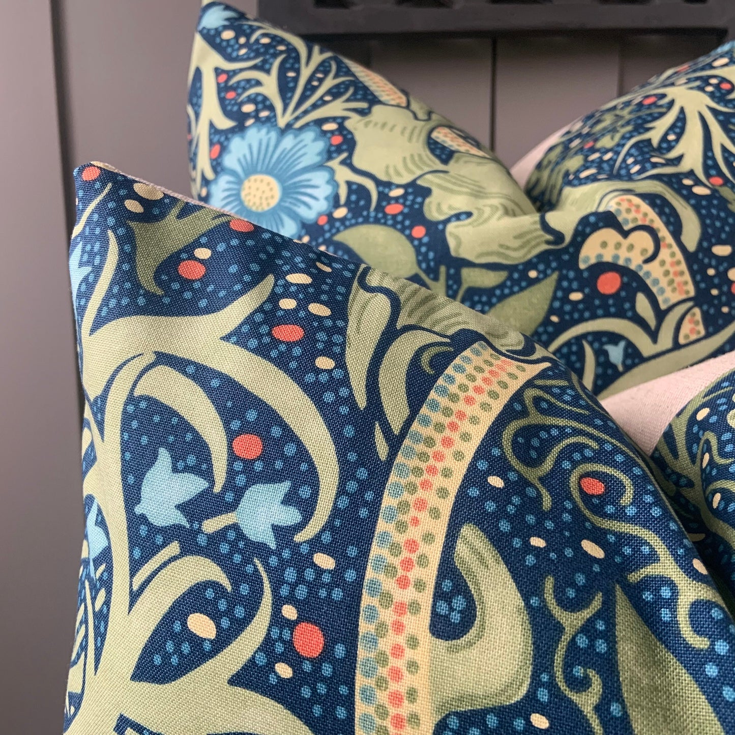 William Morris Luxury Designer Seaweed Colbalt Blue Vintage Cushion Pillow Sofa Cover
