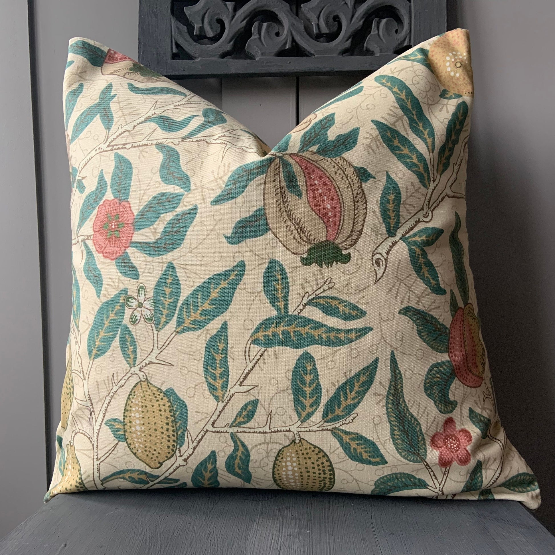 William Morris Fruit Luxury Designer Yellow Vintage Retro Floral Sofa Cushion Pillow Cover