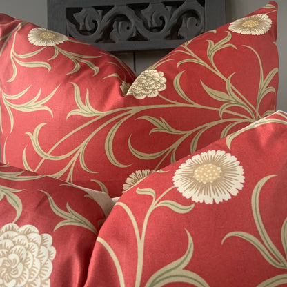 William Morris Luxury Designer "Scroll" Vintage Retro Red Floral Sofa Cushion Pillow Cover