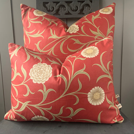 William Morris Luxury Designer "Scroll" Vintage Retro Red Floral Sofa Cushion Pillow Cover