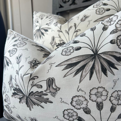 William Morris Primrose and Columbine Luxury Designer Grey White Fabric Cushion Pillow Cover