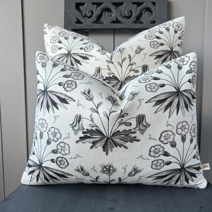 William Morris Primrose and Columbine Luxury Designer Grey White Fabric Cushion Pillow Cover