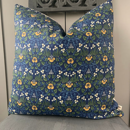 William Morris Luxury Designer Vintage Eye Bright Blue Floral Designer Cushion Cover