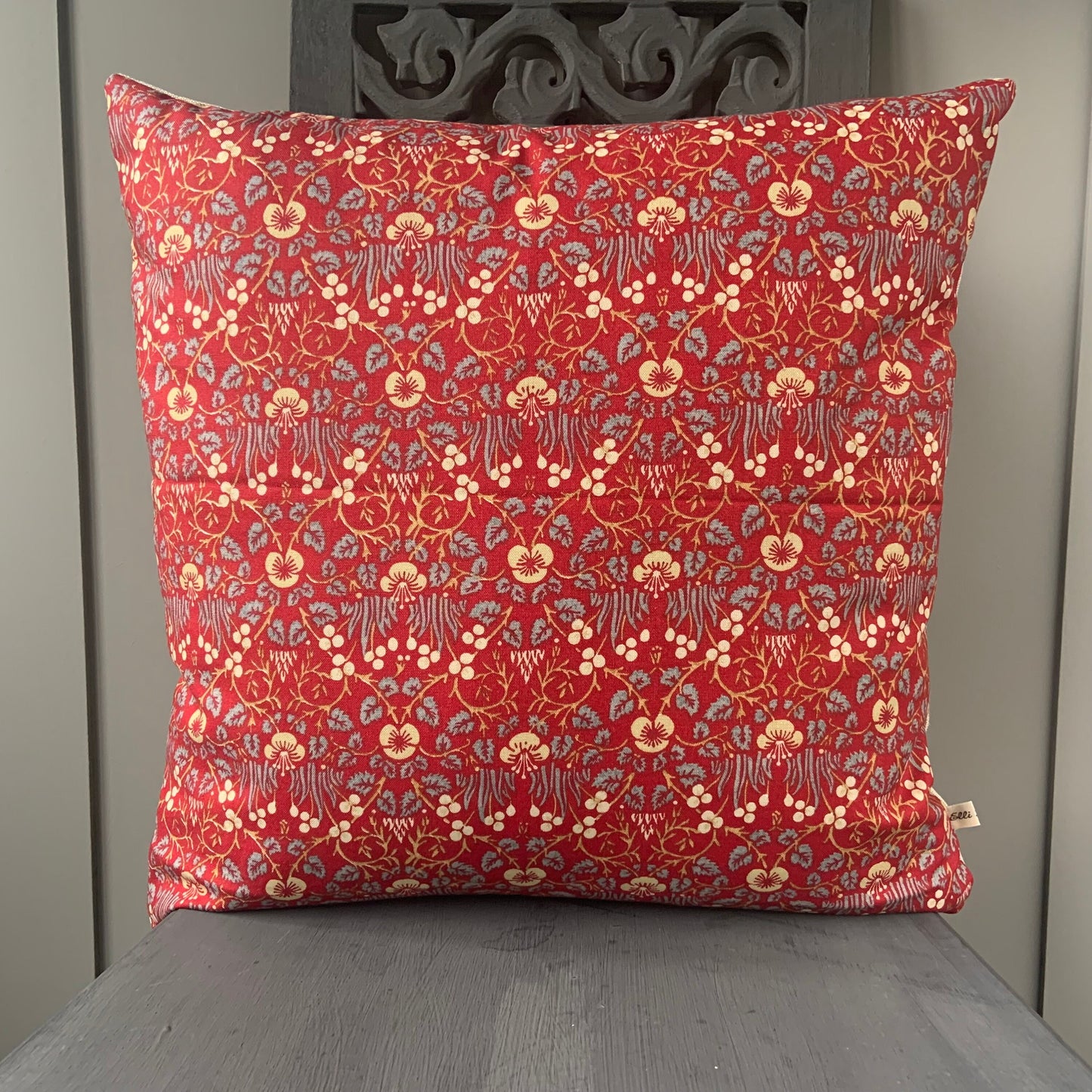 William Morris Luxury Designer Vintage Eye Bright Red Floral Designer Cushion Cover