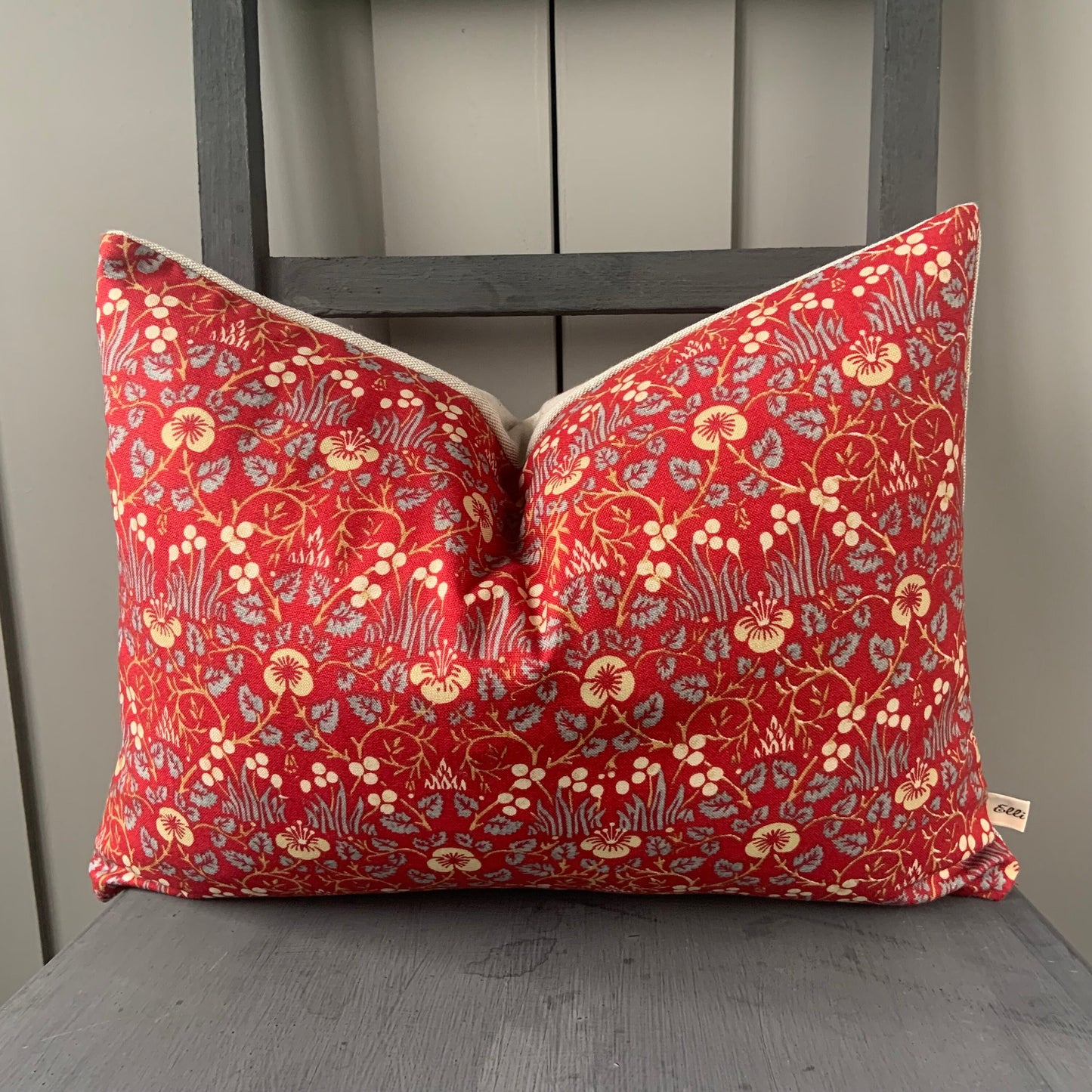 William Morris Luxury Designer Vintage Eye Bright Red Floral Designer Cushion Cover