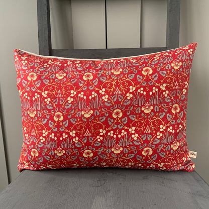 William Morris Luxury Designer Vintage Eye Bright Red Floral Designer Cushion Cover