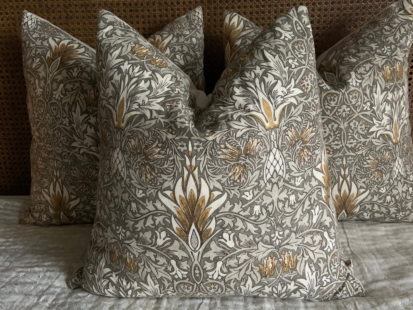 William Morris Snakeshead Grey Fabric Vintage Designer Cushin Pillow Cover