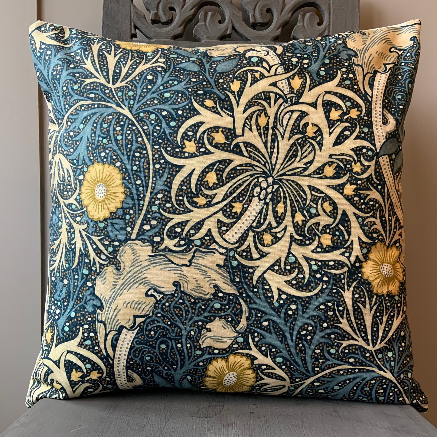 William Morris Seaweed Fabric Designer Cushion Pillow Cover Blue Green