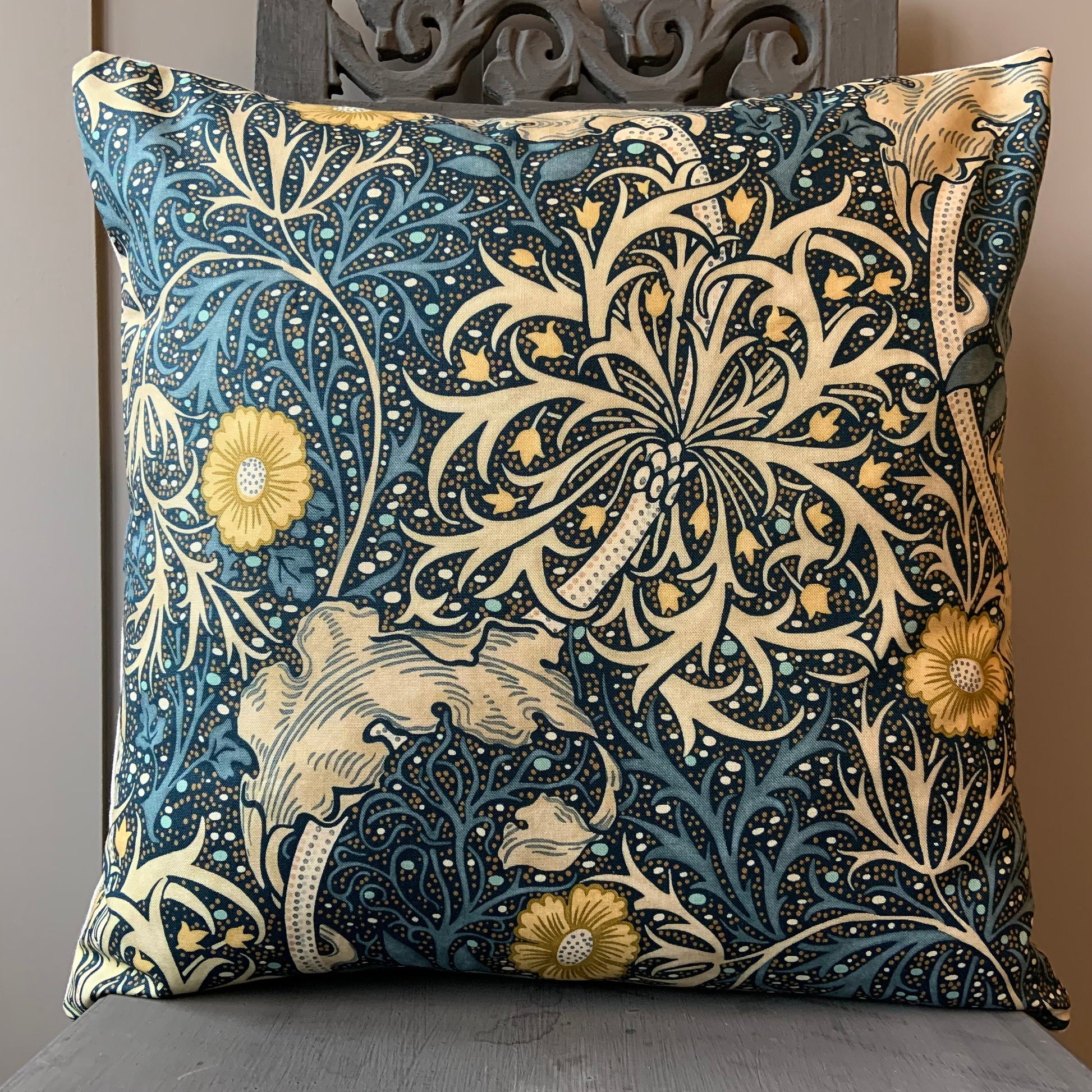 William Morris Seaweed Fabric Designer Cushion Pillow Cover Blue Green