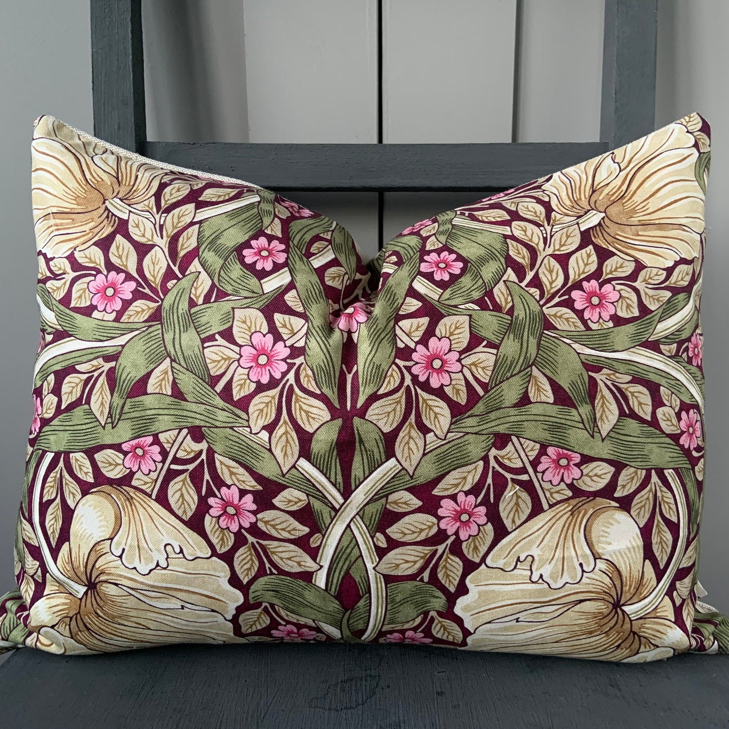 William Morris Pimpernel Vintage Burgundy Pink Fabric Cushion Pillow Throw Cover