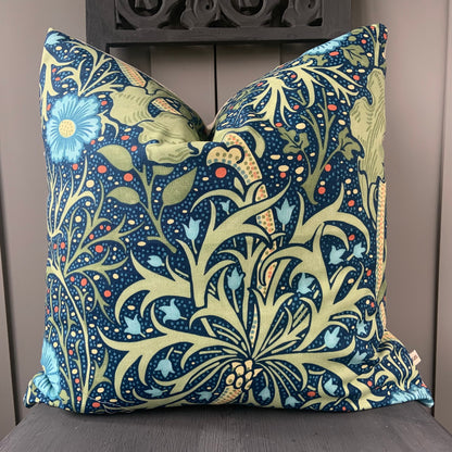 William Morris Luxury Designer Seaweed Colbalt Blue Vintage Cushion Pillow Sofa Cover