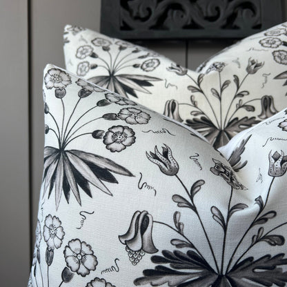 William Morris Primrose and Columbine Luxury Designer Grey White Fabric Cushion Pillow Cover