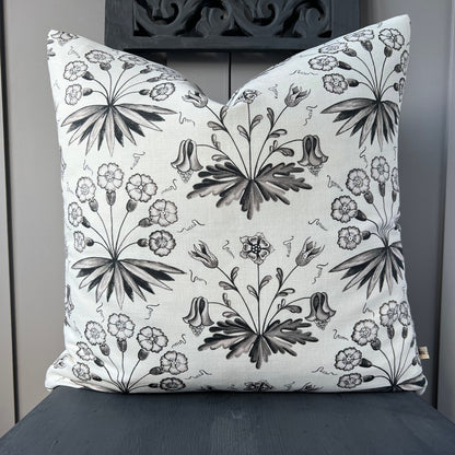 William Morris Primrose and Columbine Luxury Designer Grey White Fabric Cushion Pillow Cover