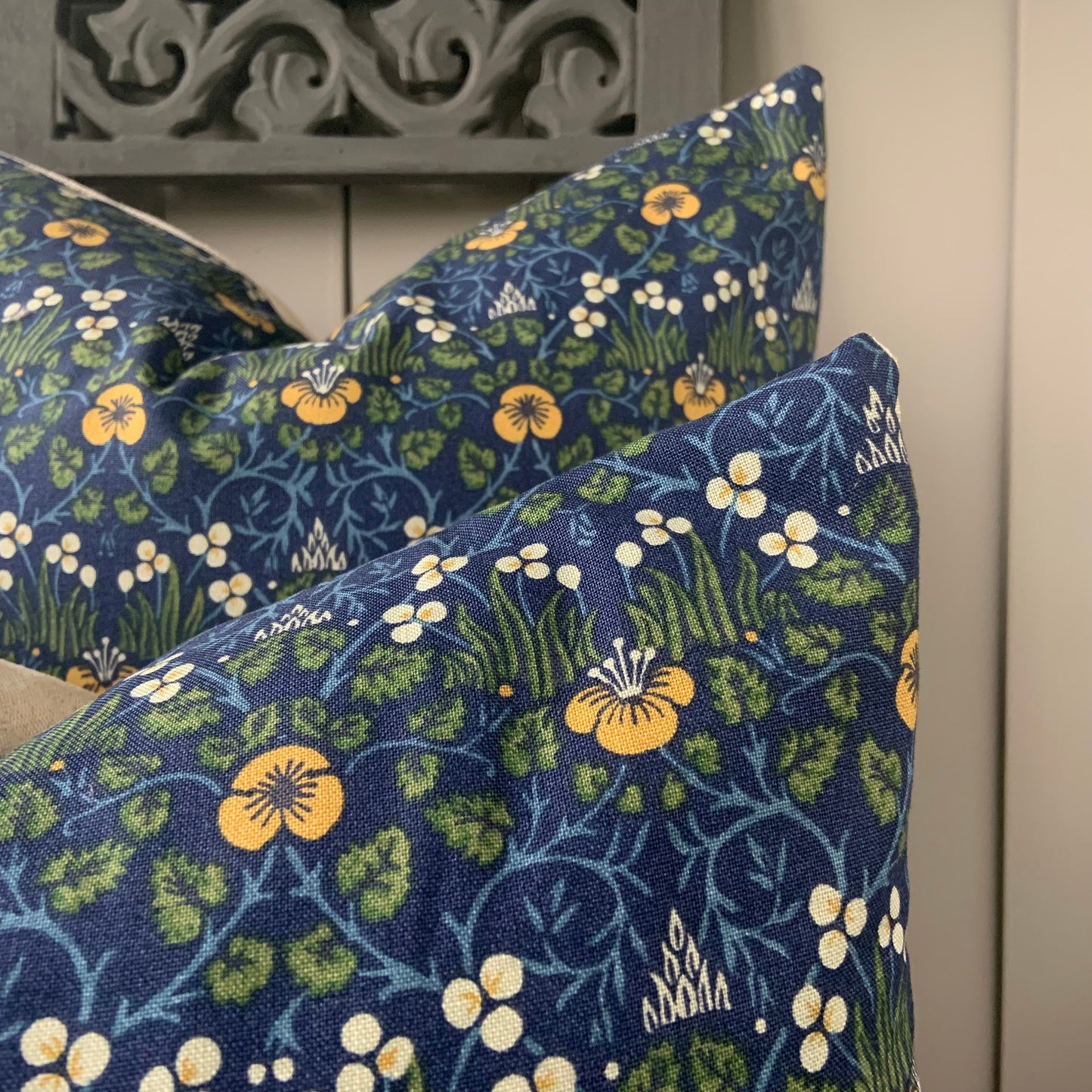 William Morris Luxury Designer Vintage Eye Bright Blue Floral Designer Cushion Cover