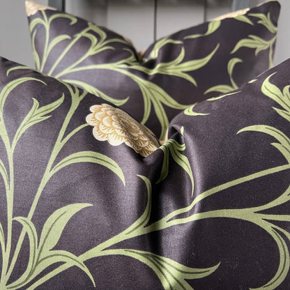 William Morris "Scroll" Vintage Retro Floral Black Sofa Cushion Pillow Cover