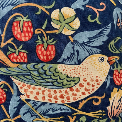 William Morris Fabric Cushion Cover "Strawberry Thief" Dark Blue Designer Sofa Throw Pillow