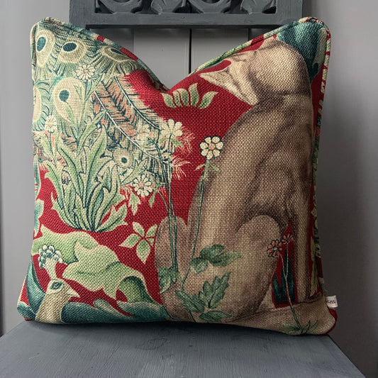 William Morris Luxury Vintage Forest Fox Red Linen Cushion Pillow Cover