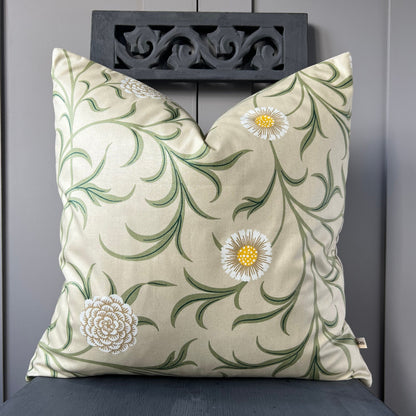 William Morris Scroll Cream Green Designer Fabric Sofa Cushion Pillow Cover