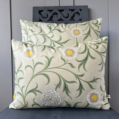 William Morris Scroll Cream Green Designer Fabric Sofa Cushion Pillow Cover