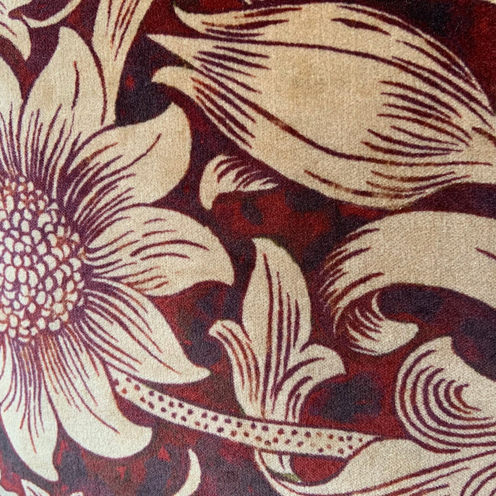 William Morris Luxury Designer Sunflower Red Velvet Vintage Cushion Pillow Throw Cover