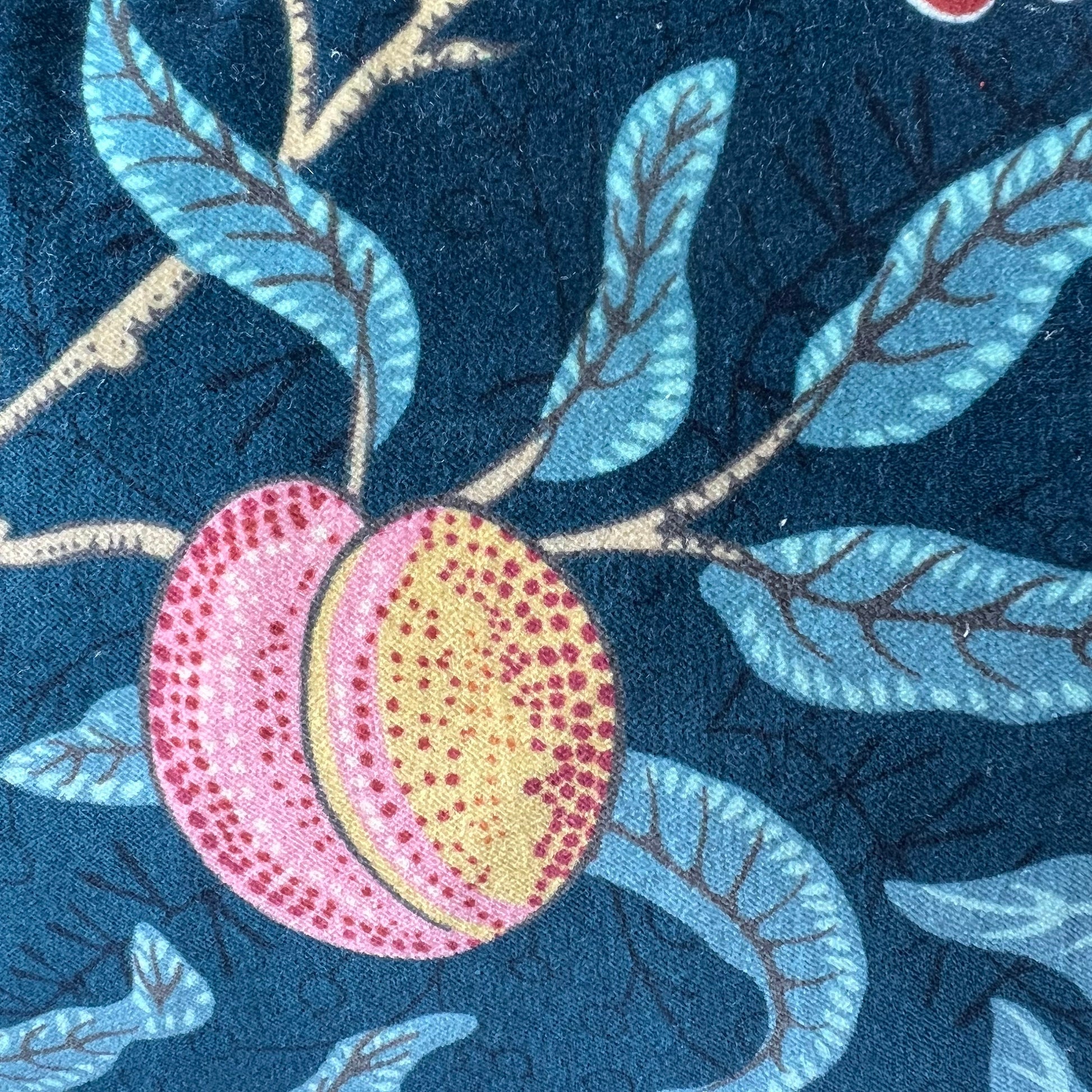 William Morris Luxury Designer Fruit Blue Yellow Velvet Vintage Cushion Pillow Throw Cover