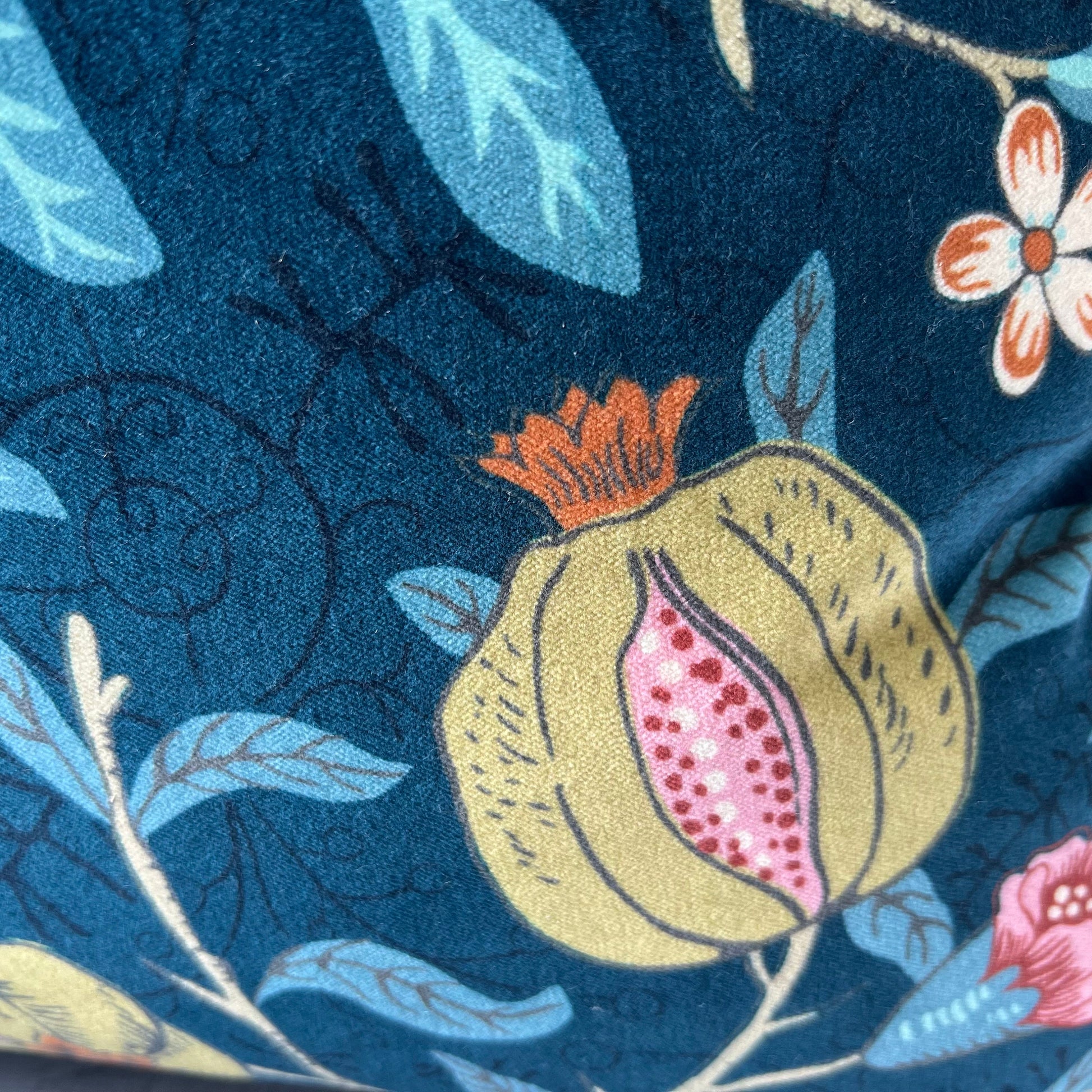 William Morris Luxury Designer Fruit Blue Yellow Velvet Vintage Cushion Pillow Throw Cover