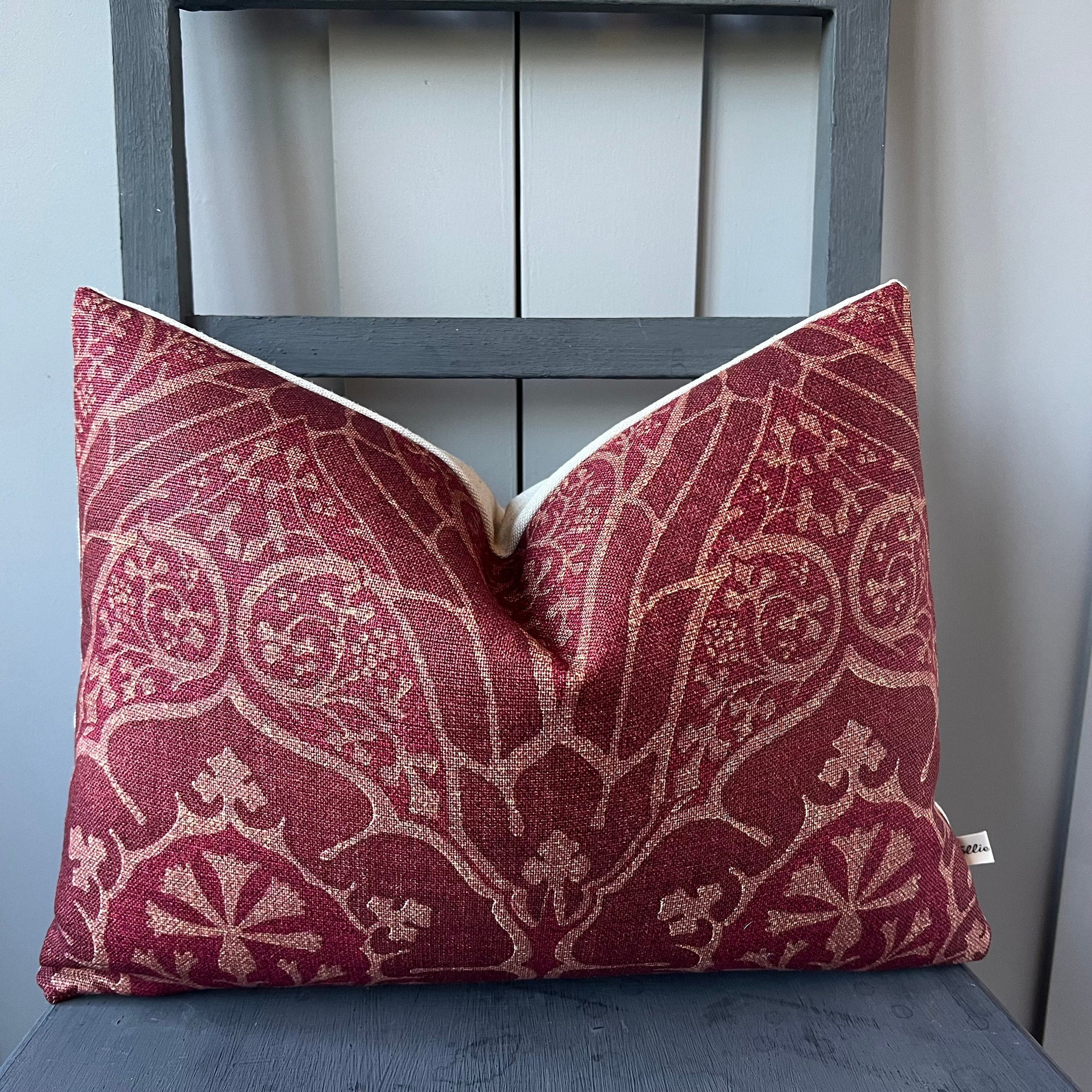 William Morris Voysey Luxury Designer Vintage Red Burgundy Cushion Pillow Throw Cover