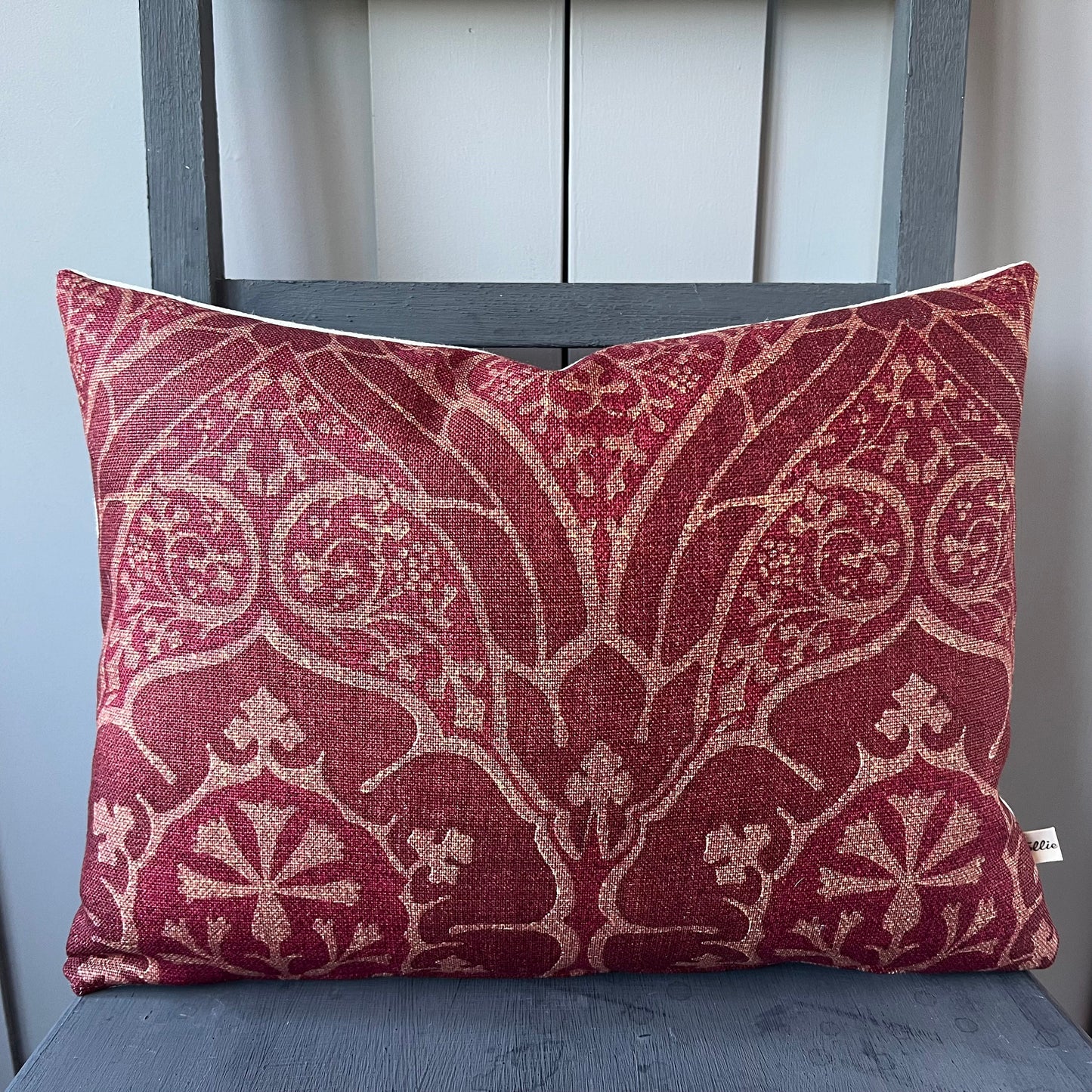 William Morris Voysey Luxury Designer Vintage Red Burgundy Cushion Pillow Throw Cover