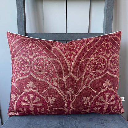 William Morris Voysey Luxury Designer Vintage Red Burgundy Cushion Pillow Throw Cover