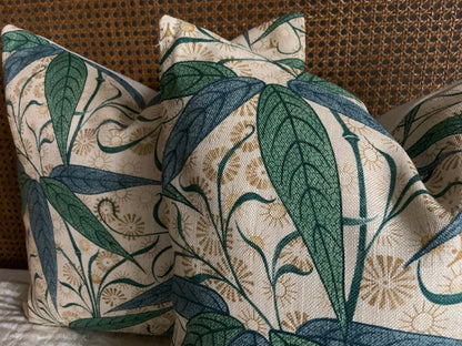 William Morris Luxury Designer Bamboo Vintage Blue Green Cushion Pillow Cover