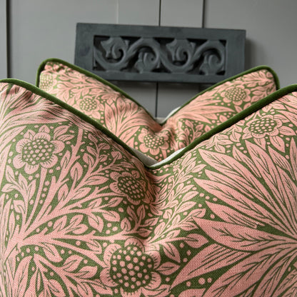 William Morris Marigold Queen Square Pink Olive Floral Sofa Cushion Pillow Cover