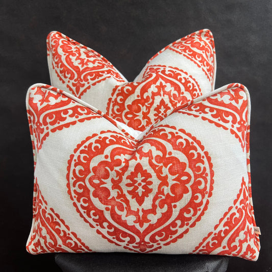 Jane Churchill Blakewater Designer Linen Orange Fabric Sofa Cushion Pillow Cover Throw