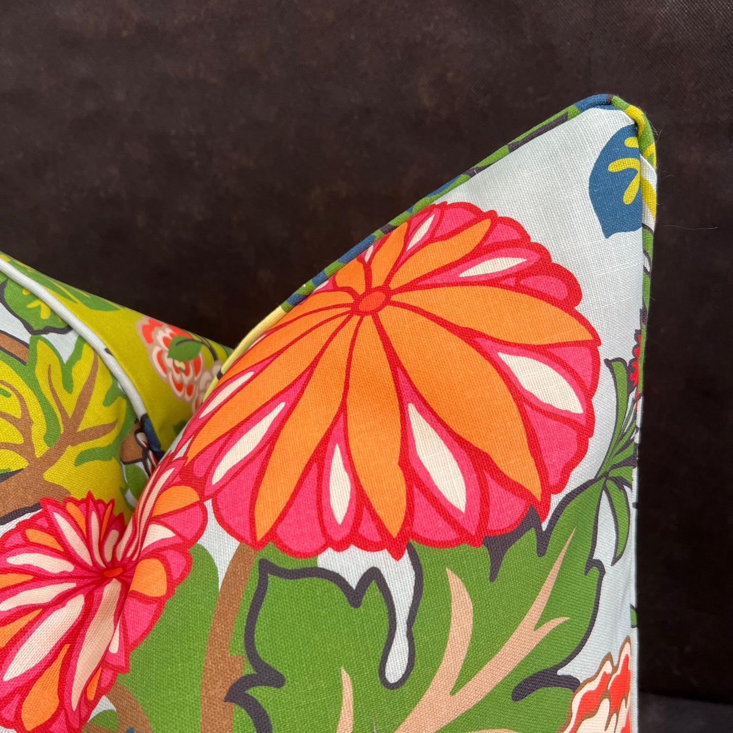 Schumacher Chiang Mai Dragon Indoor/Outdoor Double Sided Aqua Cushion Sofa Throw Pillow Cover