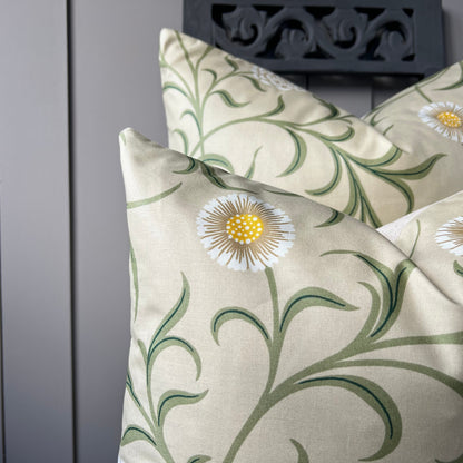 William Morris Scroll Cream Green Designer Fabric Sofa Cushion Pillow Cover
