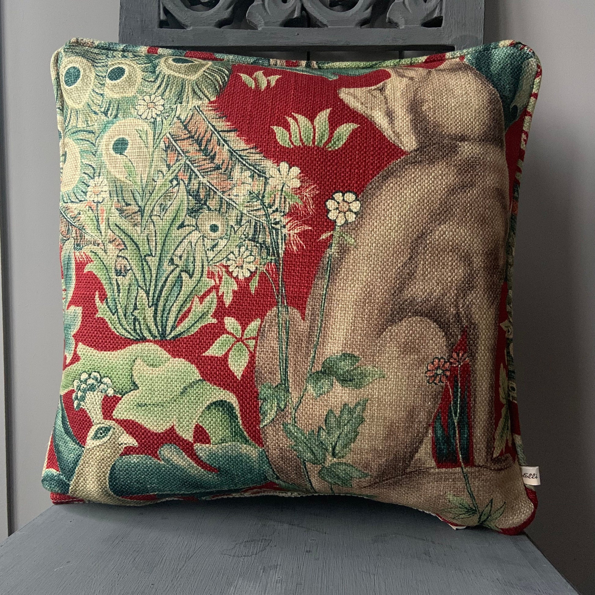 William Morris Luxury Vintage Forest Fox Red Linen Cushion Pillow Cover