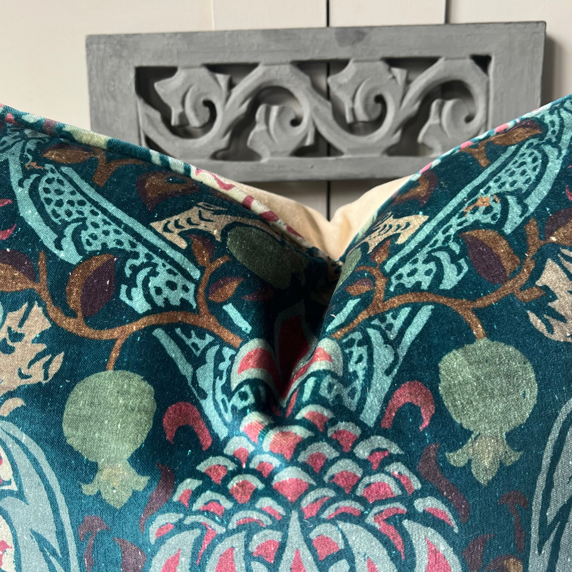 William Morris Luxury Designer Granada Indigo Blue Velvet Vintage Cushion Pillow Throw Cover