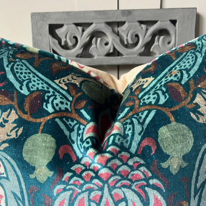 William Morris Luxury Designer Granada Indigo Blue Velvet Vintage Cushion Pillow Throw Cover