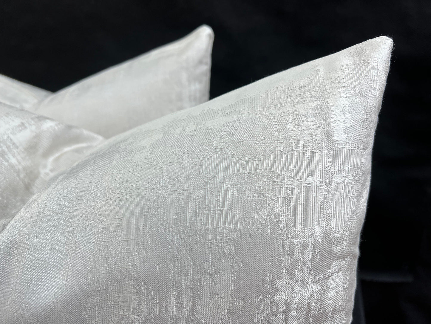 A Pair of Luxury Designer Silver Grey Textured Satin Cushion Cover Throw Pillow