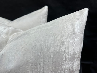 A Pair of Luxury Designer Silver Grey Textured Satin Cushion Cover Throw Pillow