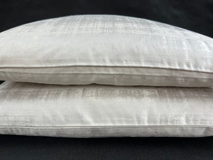 A Pair of Luxury Designer Silver Grey Textured Satin Cushion Cover Throw Pillow